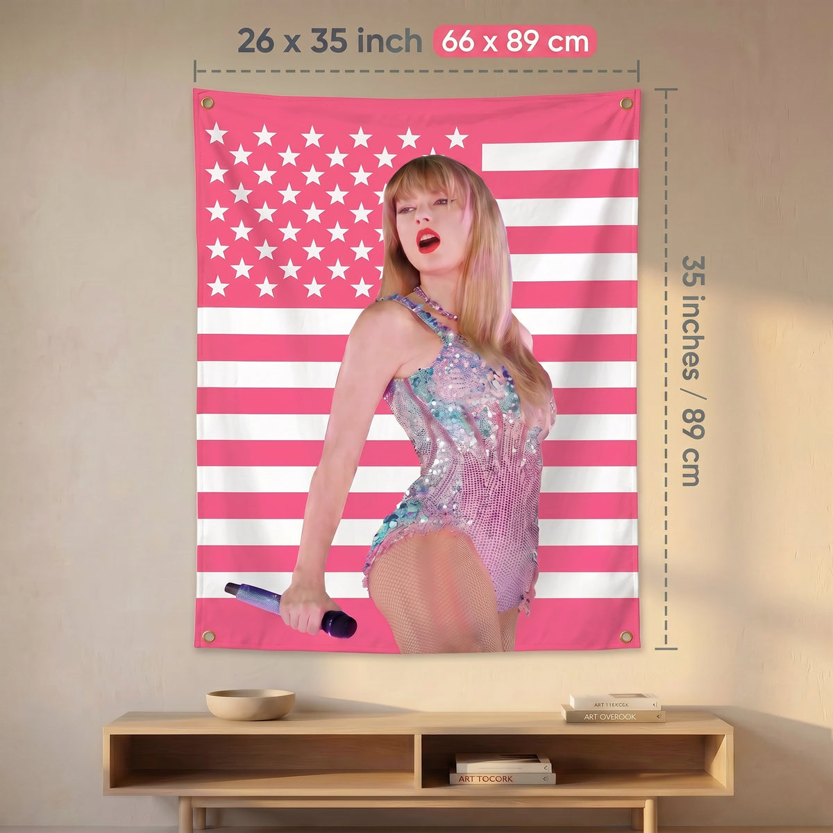 Taylor Swift Pink American Flag Tapestry | Pink Music Wall Decor