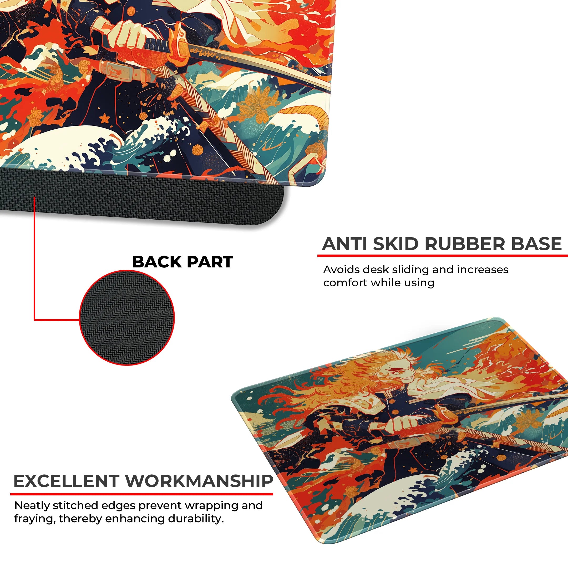 Rengoku Flame Breathing Samurai – Fiery Anime Gaming Mousepad