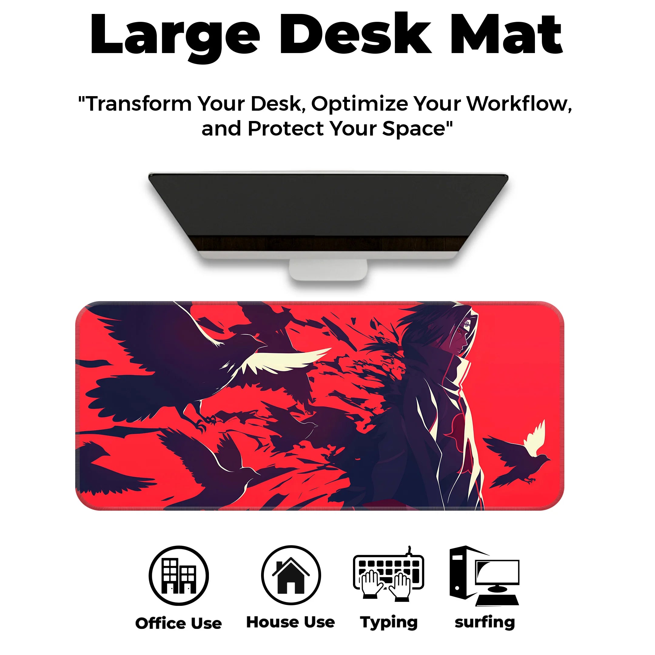 Itachi Uchiha Crow Silhouette Deskmat