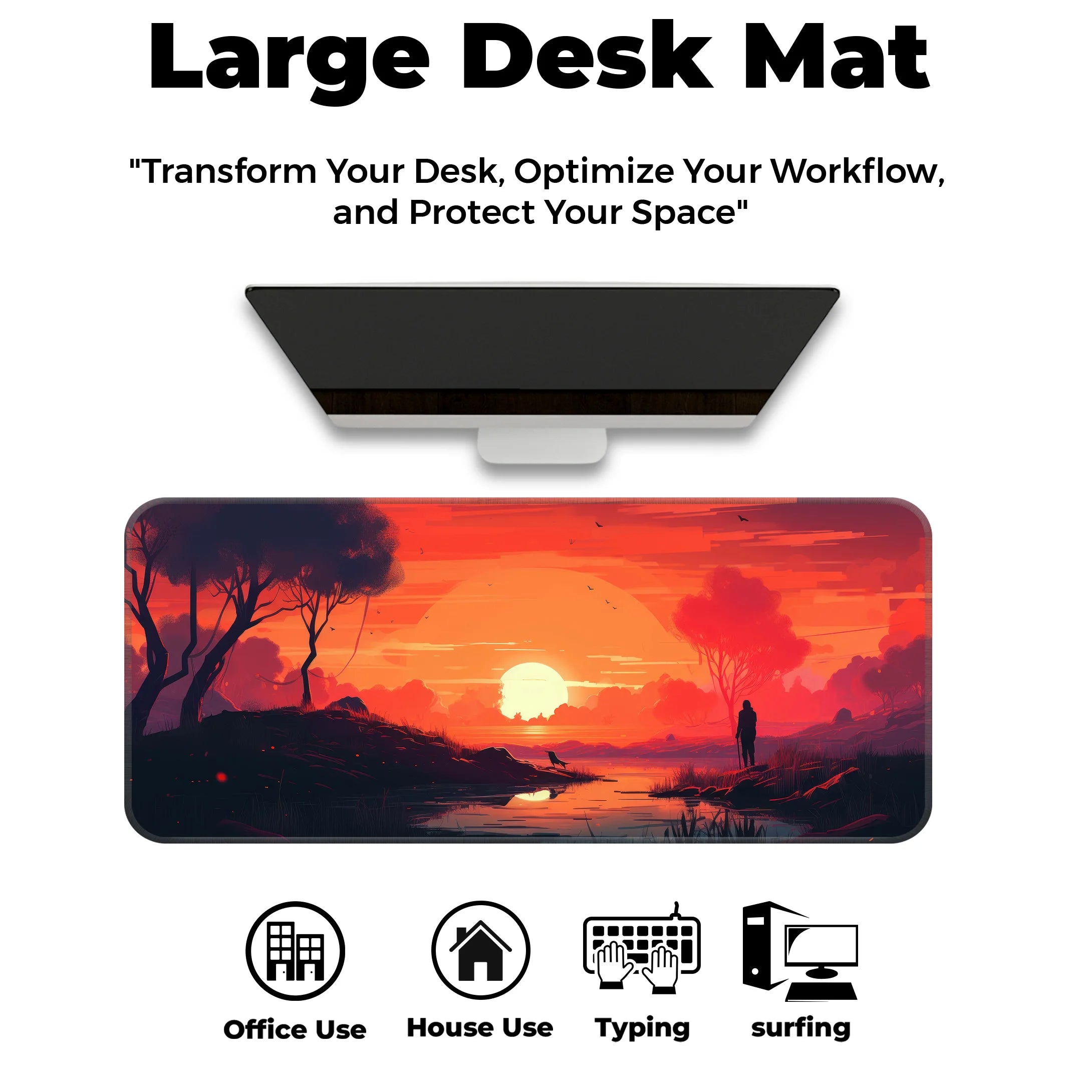 Serene Sunset Reflection Deskmat