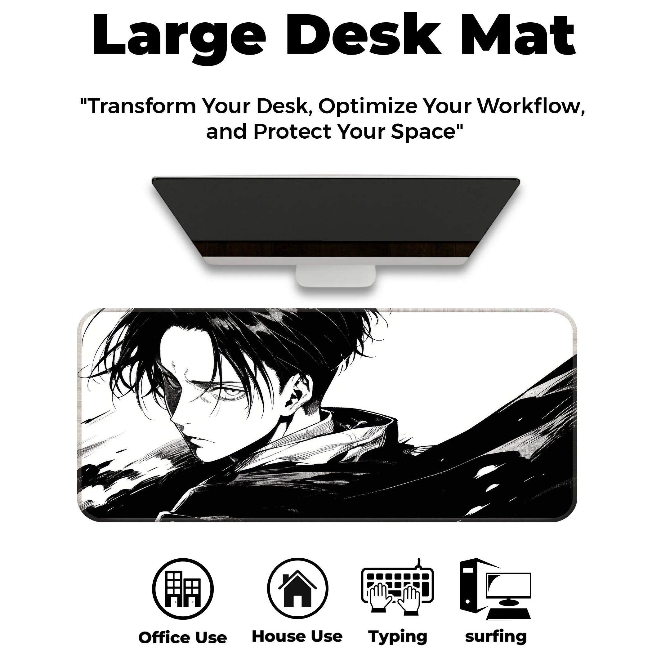 Levi Ackerman Manga Style Deskmat