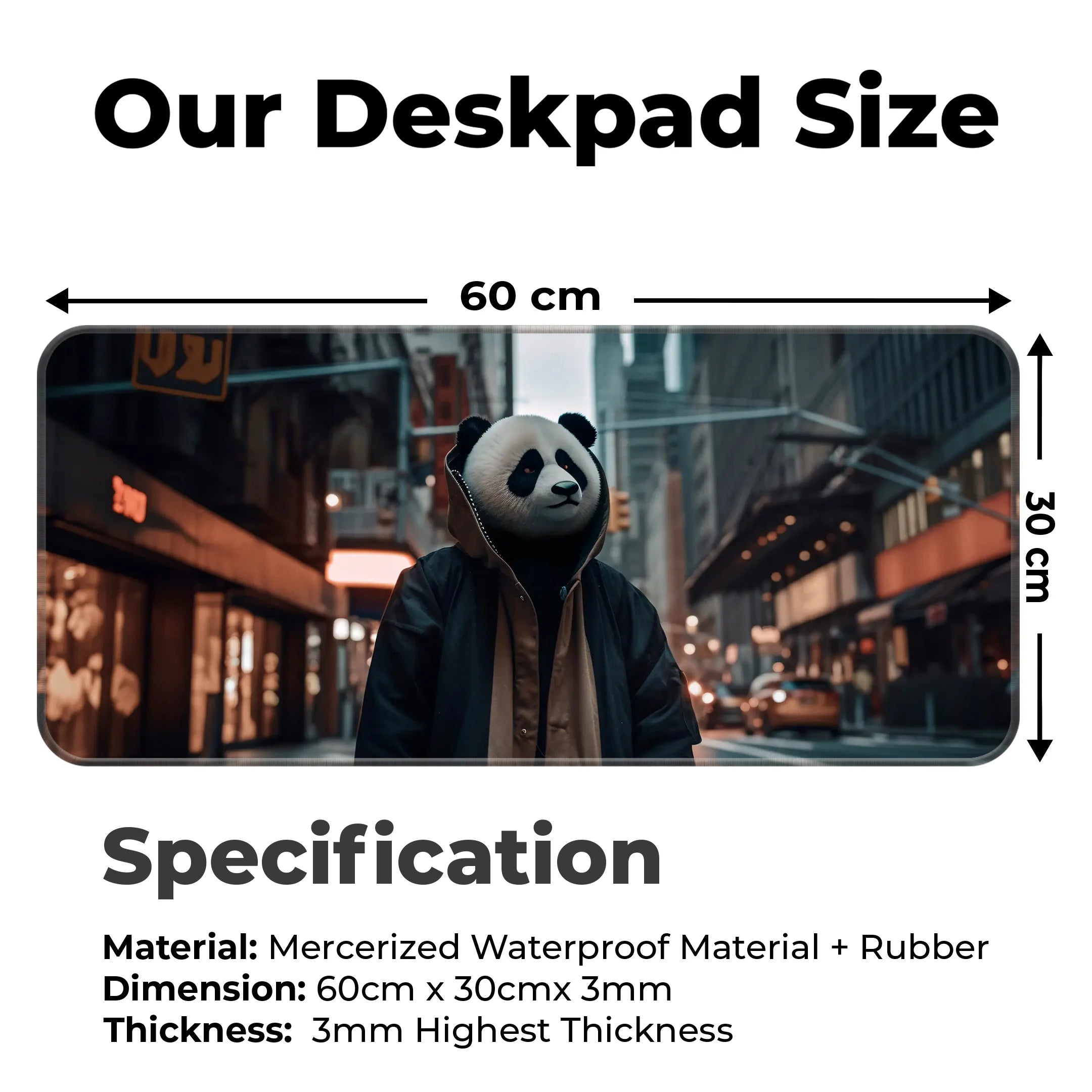 Panda in the hood Deskmat