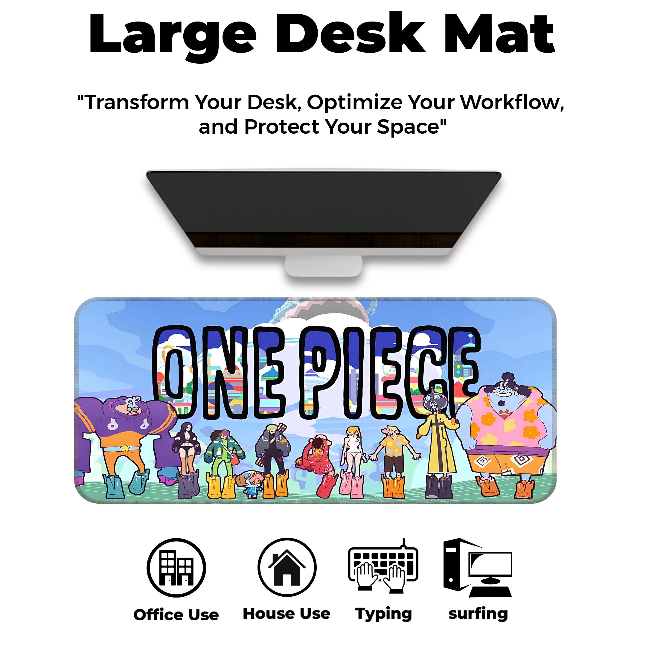 One Piece Anime Crew Mat – Luffy & Straw Hat Pirates Gaming Deskmat