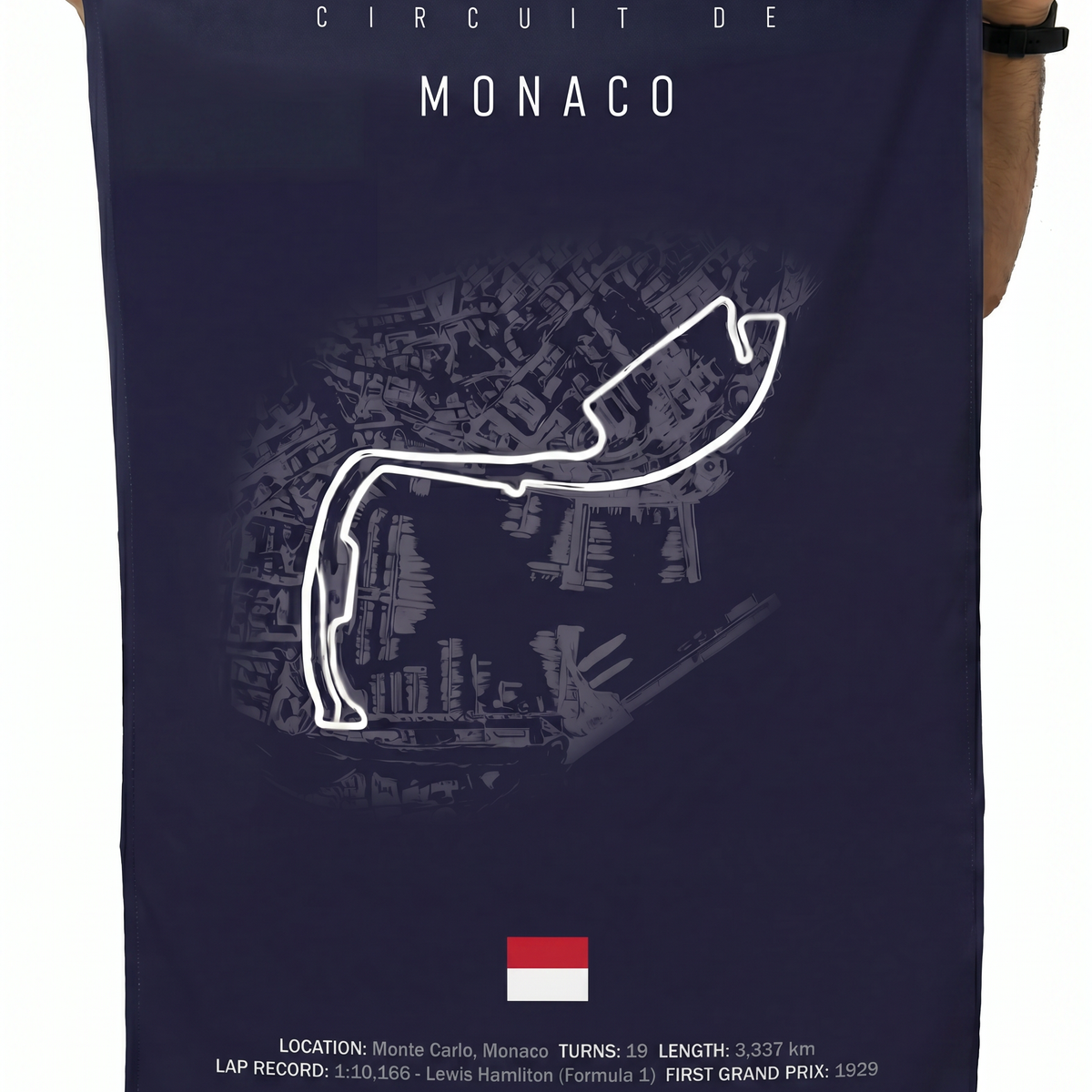 Monaco Grand Prix Circuit Wall Tapestry | Premium Polyester Formula 1 Track Map Wall Hanging | Motorsport Decor