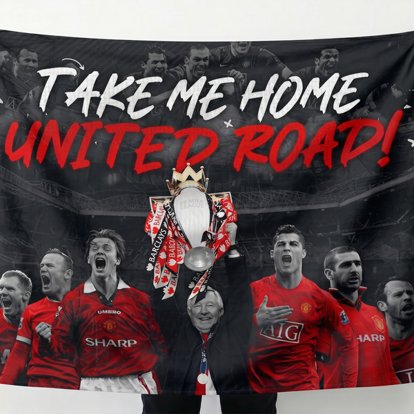 Manchester United Legends Wall Tapestry | Premium Polyester Football Wall Hanging | Soccer Fan Room Decor