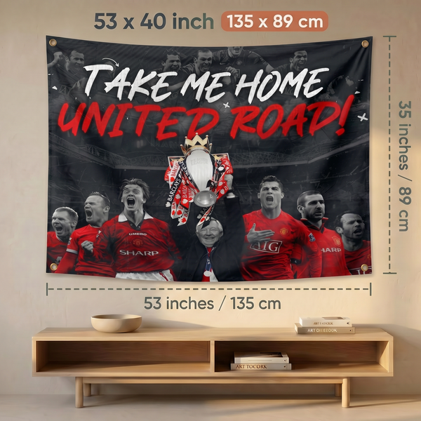 Manchester United Legends Wall Tapestry | Premium Polyester Football Wall Hanging | Soccer Fan Room Decor