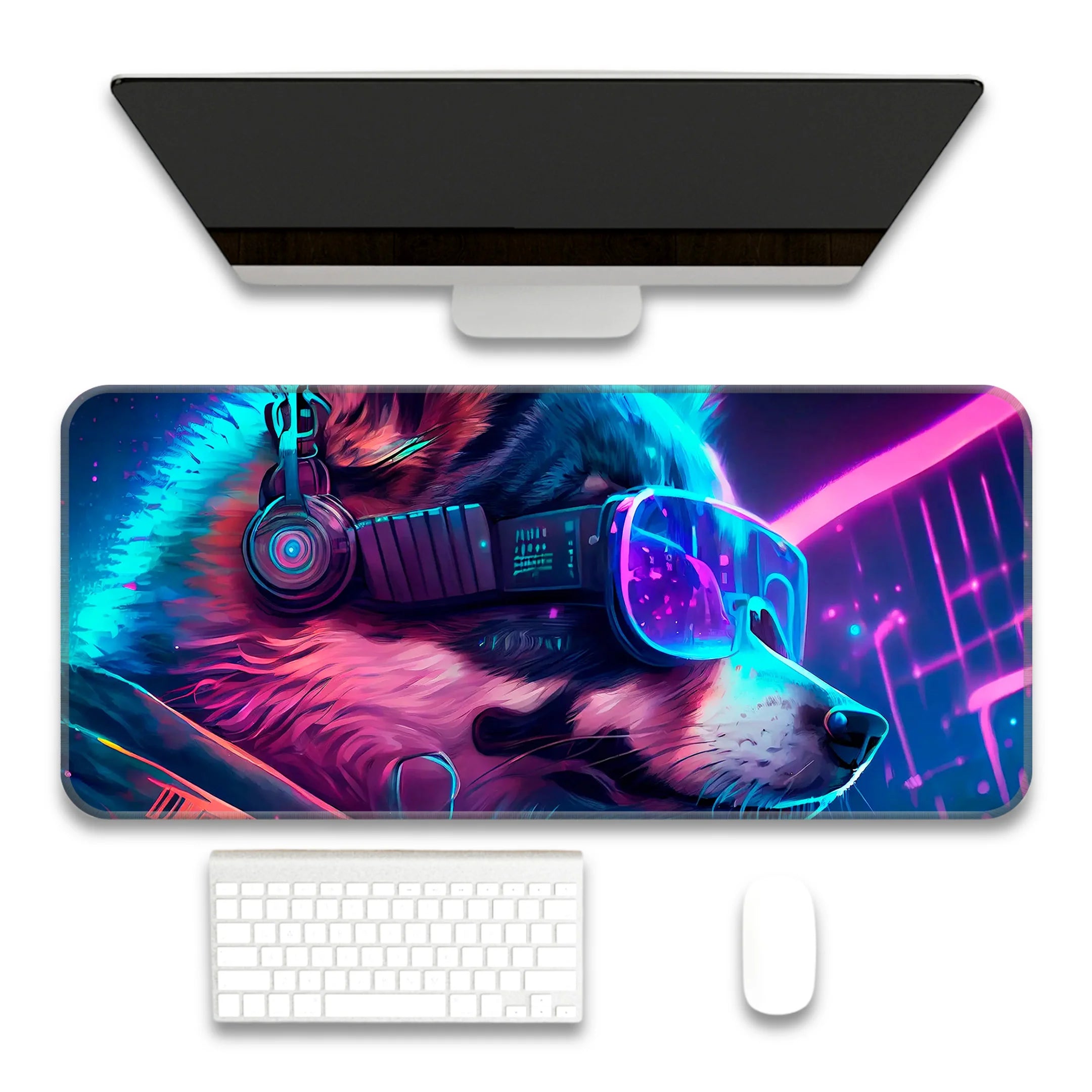 Cyberpunk Husky Deskmat