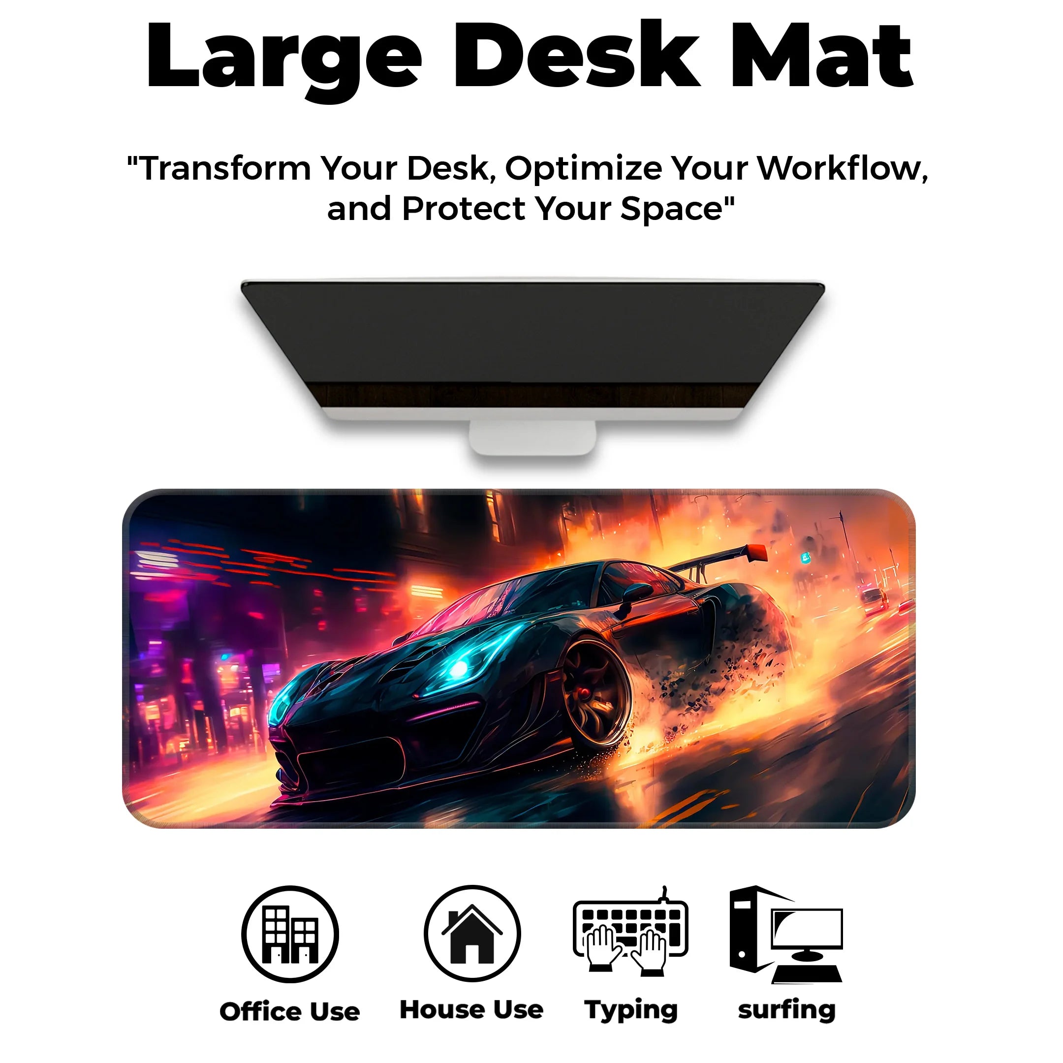 Amazing Car Drifting Design Desk Mat