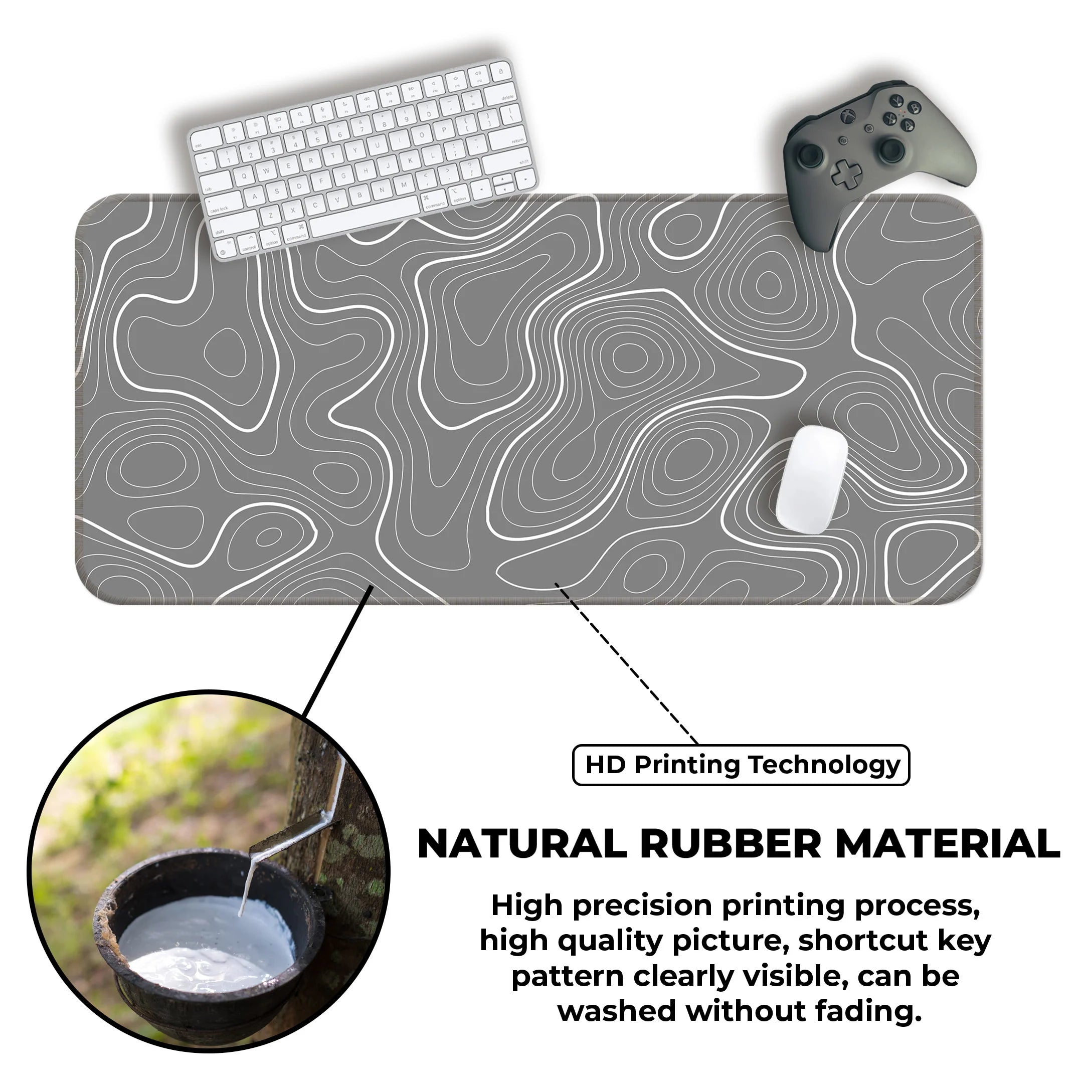 Minimalist Topographic Pattern Deskmat