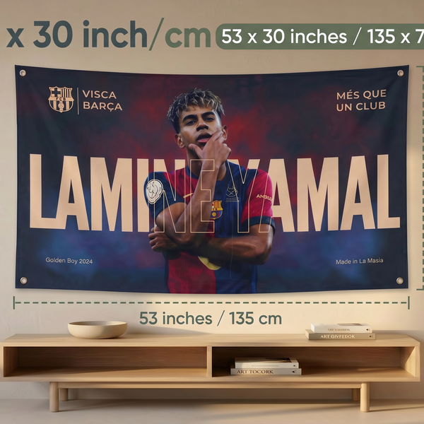 Lamine Yamal FC Barcelona Wall Tapestry | Premium Polyester Football Wall Hanging | Soccer Fan Room Decor