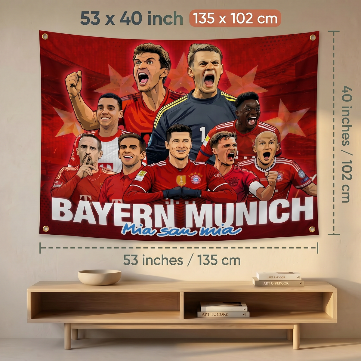 Bayern Munich Legends Wall Tapestry | Premium Polyester Football Wall Hanging | Soccer Fan Room Decor