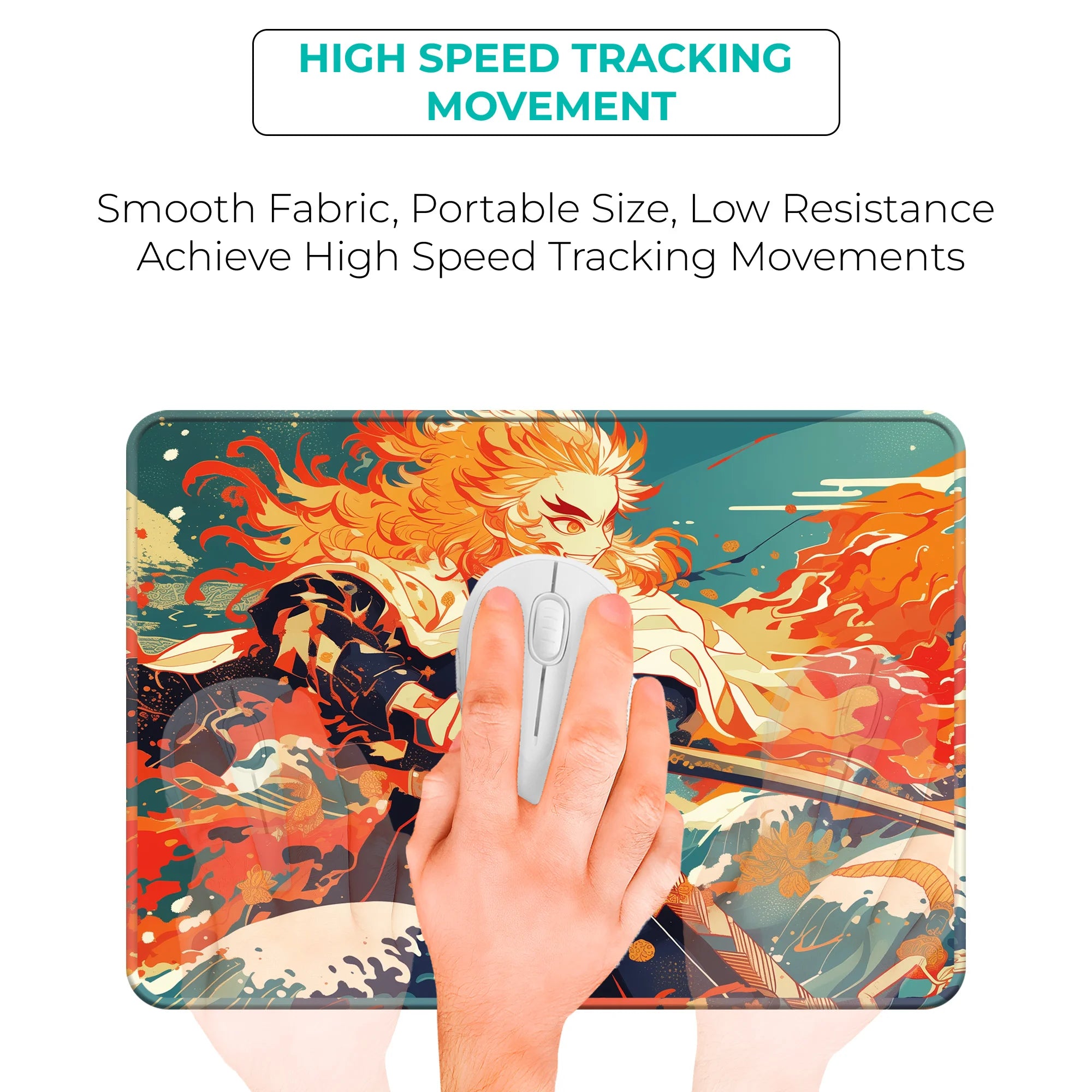 Rengoku Flame Breathing Samurai – Fiery Anime Gaming Mousepad