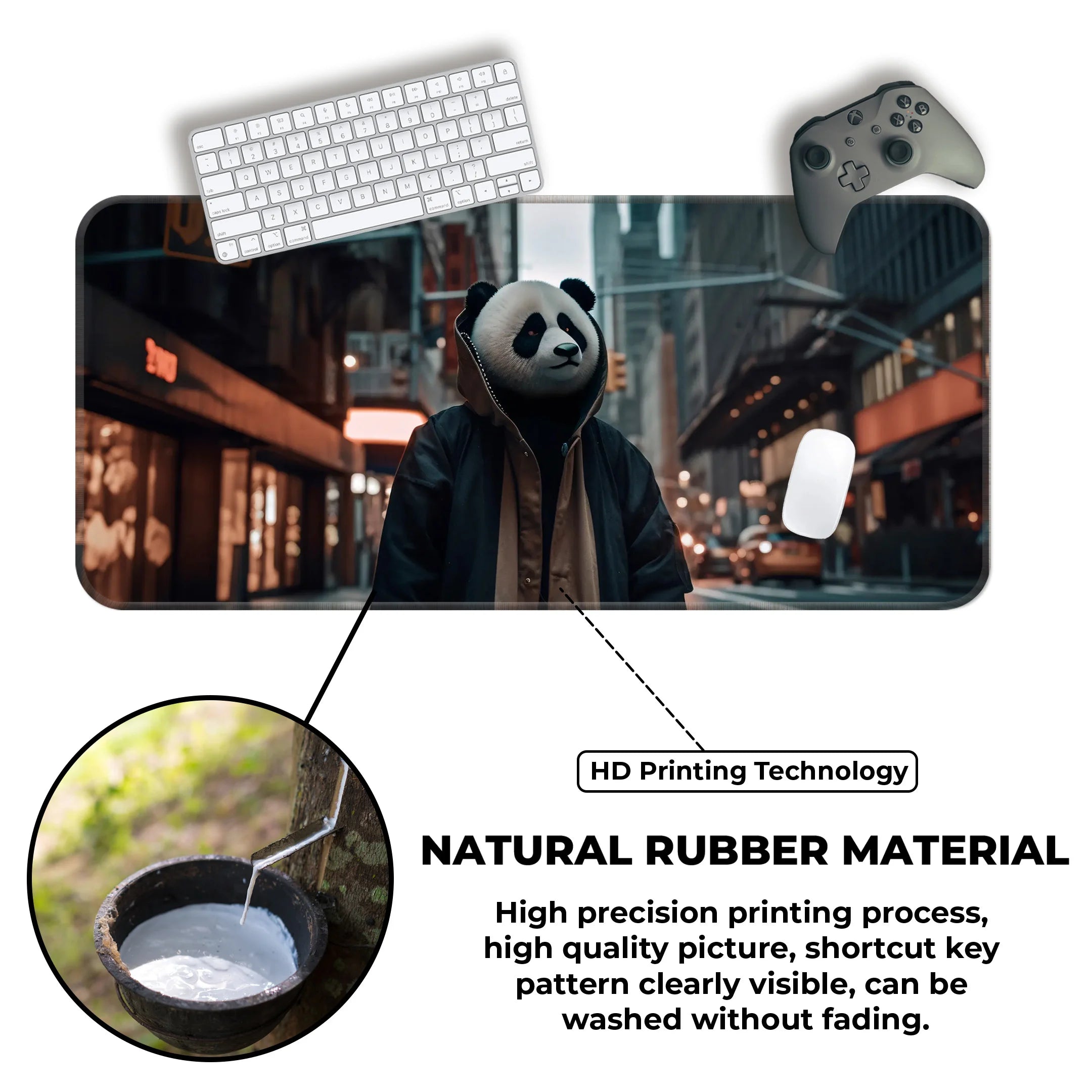 Panda in the hood Deskmat