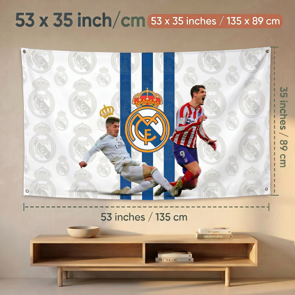 Real Madrid Football Wall Tapestry | Premium Polyester Soccer Wall Hanging | Sports Room Decor