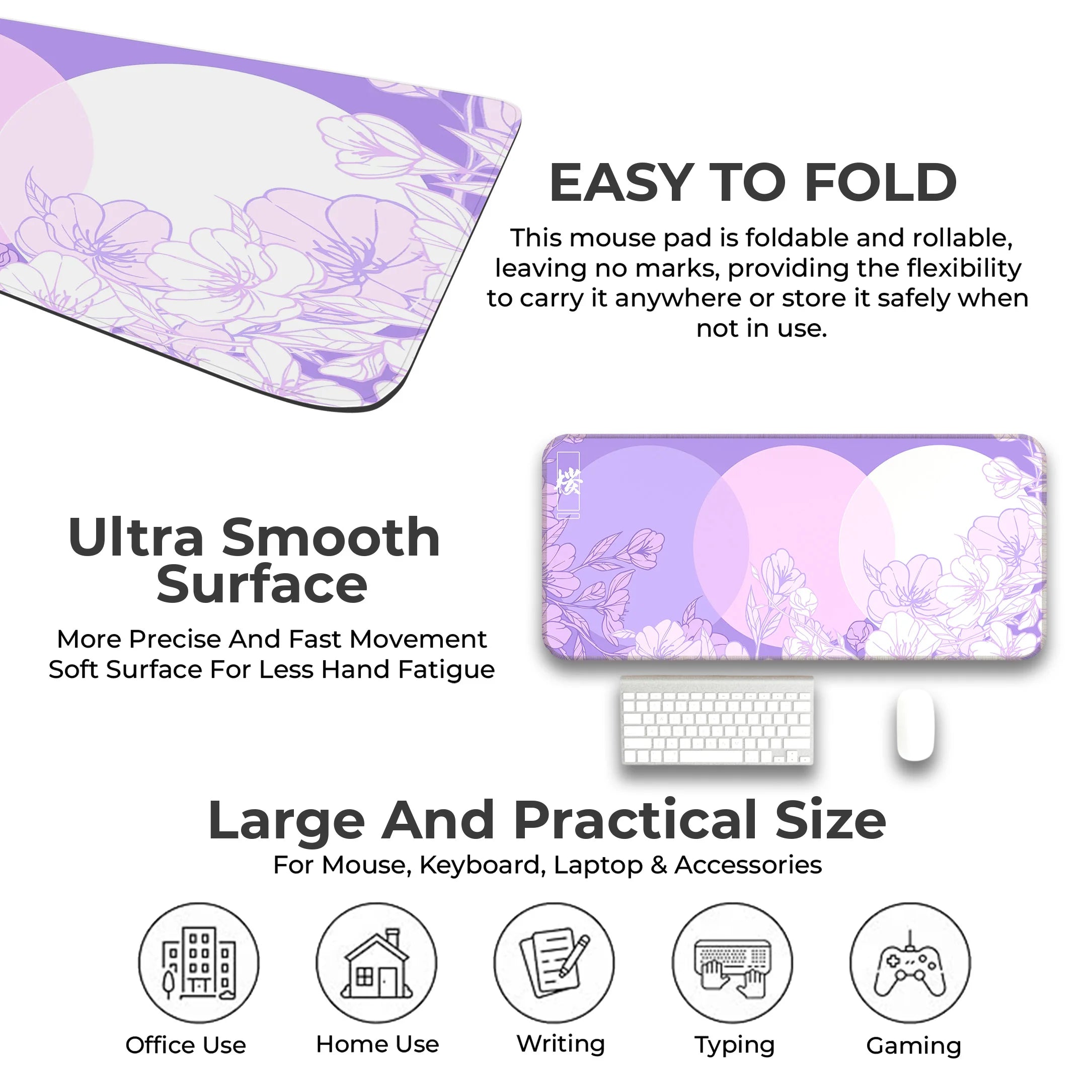 Flower Print Design Desk Mat