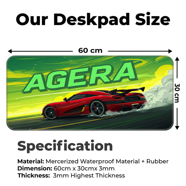 Koenigsegg Agera Red Supercar Drift Deskmat