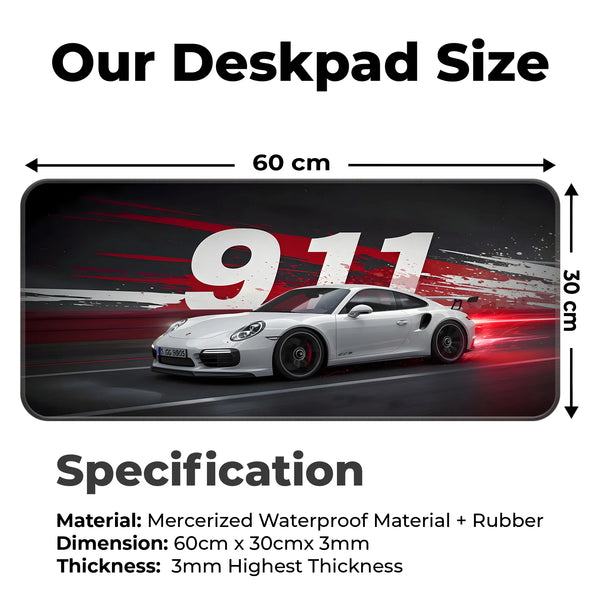 Porsche 911 Carrera White Racing Deskmat