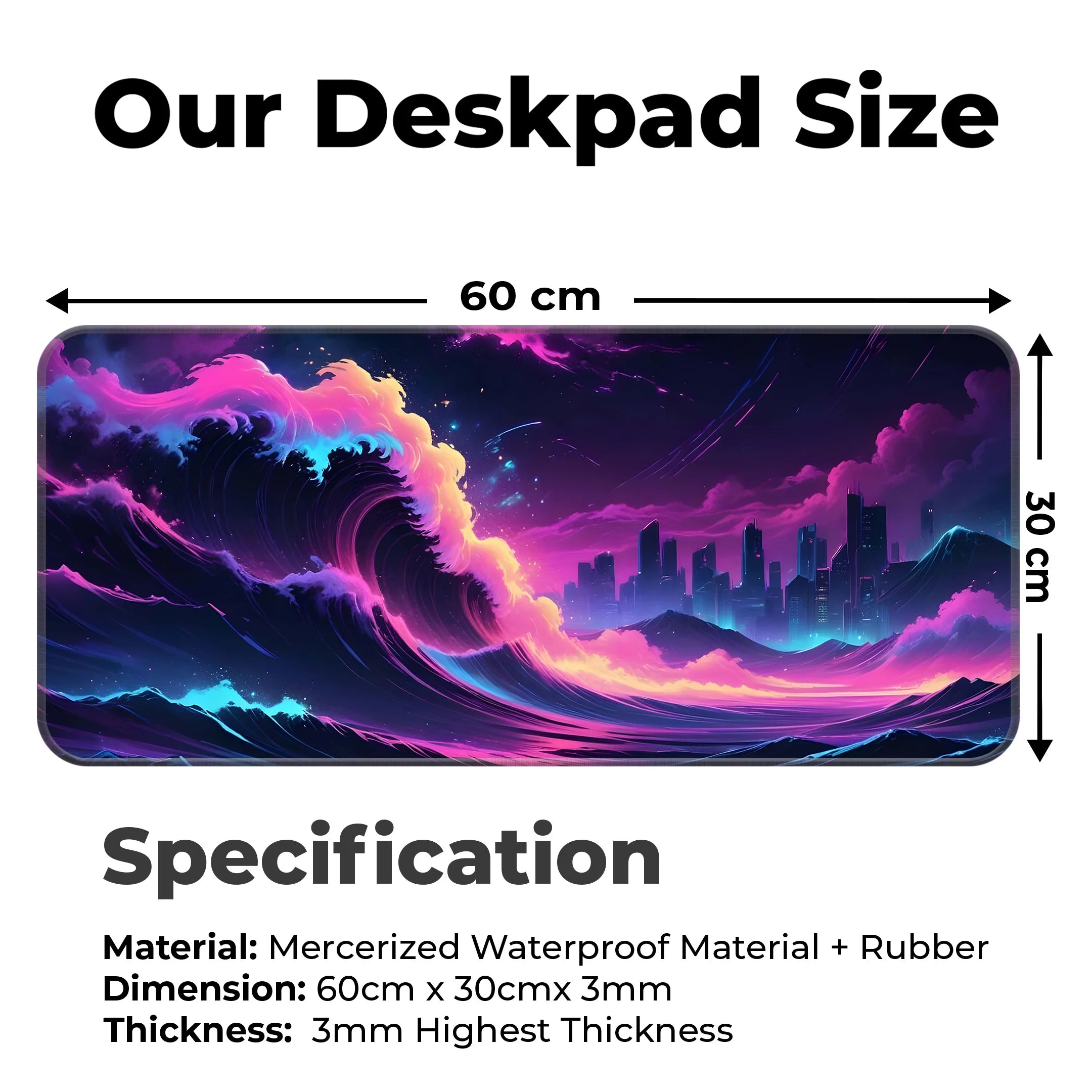 Cyber Wave Mat – Neon Cityscape Gaming Deskmat