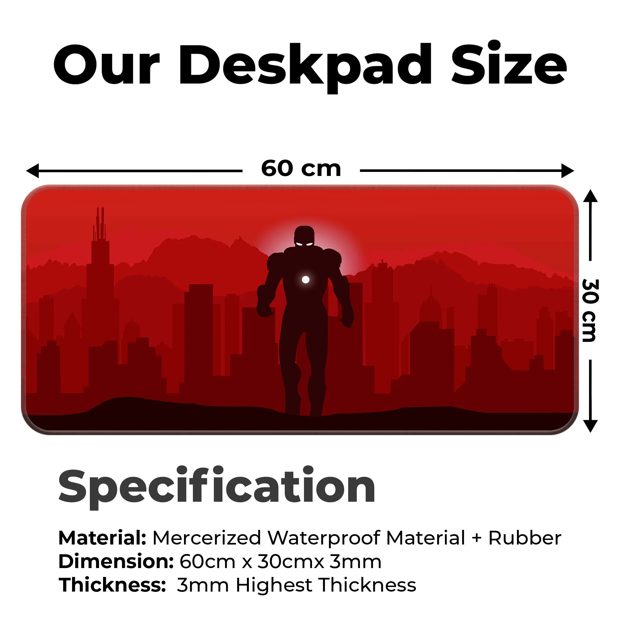 Iron Hero Minimalist Red  Deskmat