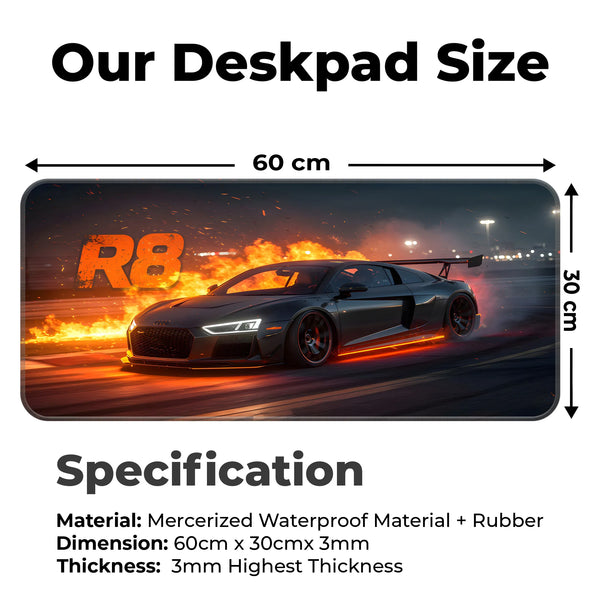 Audi R8 Flames Night Racing Deskmat