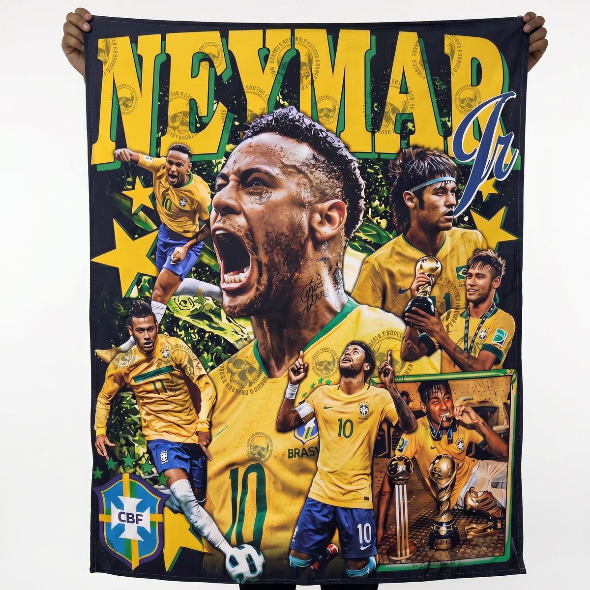 Neymar Jr Brazil Football Wall Tapestry | Brazil Soccer Legend Poster | Premium Polyester Sports Wall Hanging