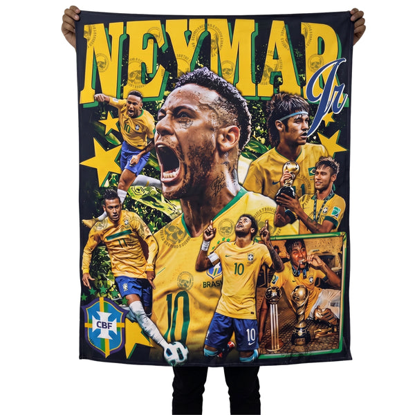 Neymar Jr Brazil Football Wall Tapestry | Brazil Soccer Legend Poster | Premium Polyester Sports Wall Hanging