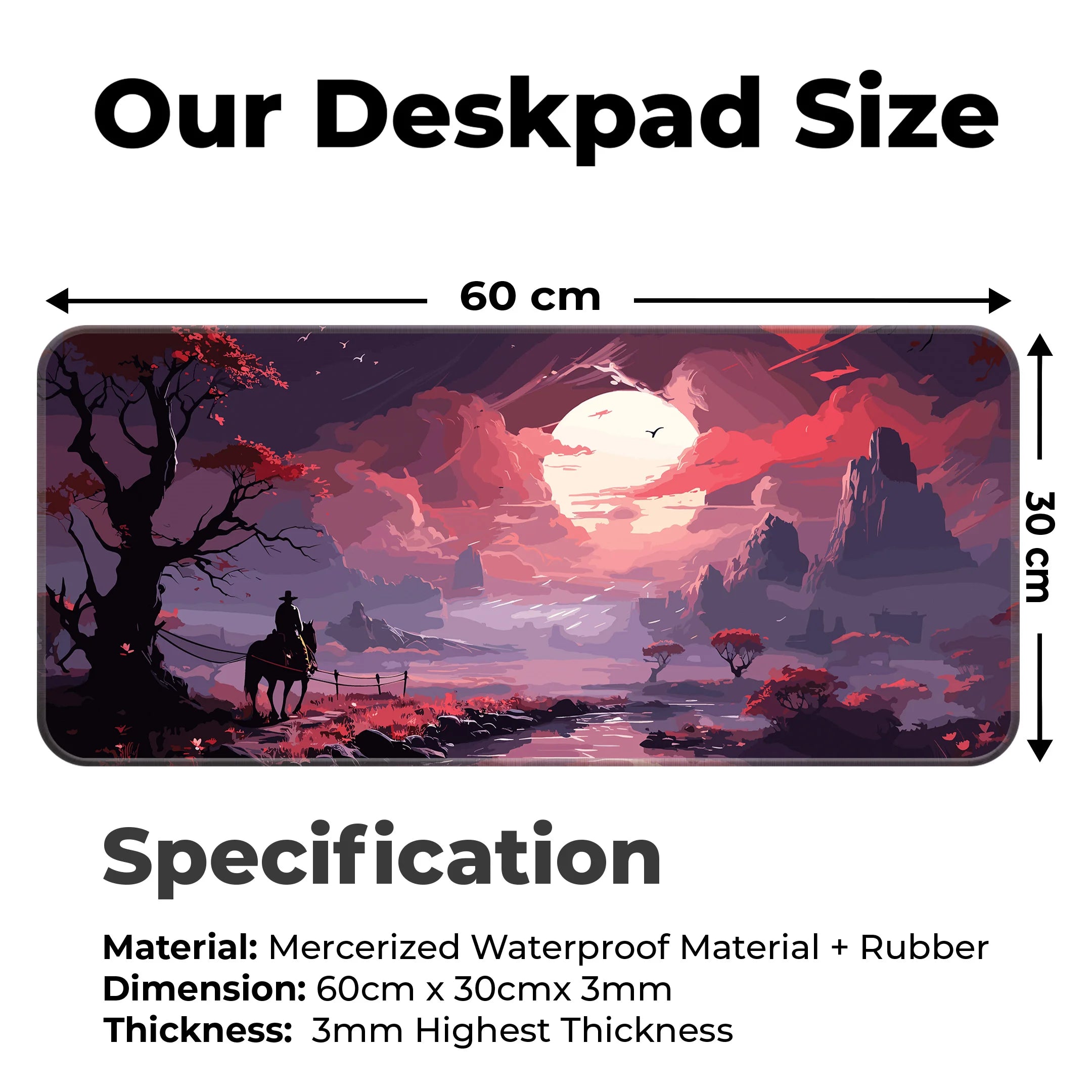 Western Sunset Mat – Cowboy Silhouette Aesthetic Gaming Deskmat