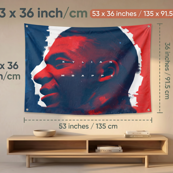 Kylian Mbappé Wall Tapestry | France Football Star Poster | Premium Polyester Soccer Wall Hanging