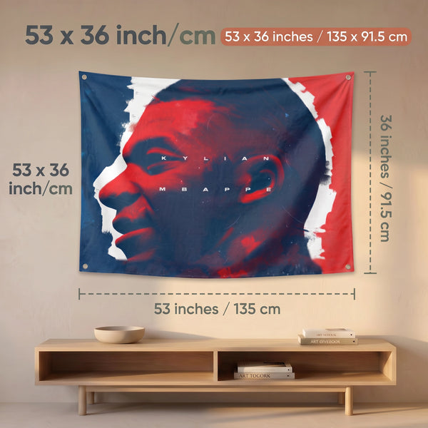 Kylian Mbappé Wall Tapestry | France Football Star Poster | Premium Polyester Soccer Wall Hanging