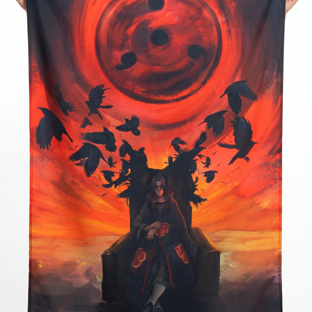Itachi Uchiha Akatsuki Wall Tapestry | Sharingan Anime Wall Art | Premium Polyester Wall Hanging