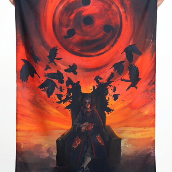 Itachi Uchiha Akatsuki Wall Tapestry | Sharingan Anime Wall Art | Premium Polyester Wall Hanging