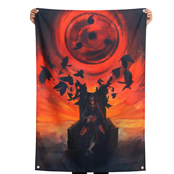 Itachi Uchiha Akatsuki Wall Tapestry | Sharingan Anime Wall Art | Premium Polyester Wall Hanging