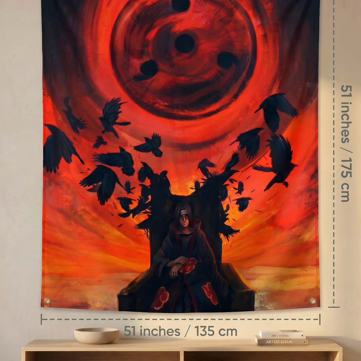 Itachi Uchiha Akatsuki Wall Tapestry | Sharingan Anime Wall Art | Premium Polyester Wall Hanging