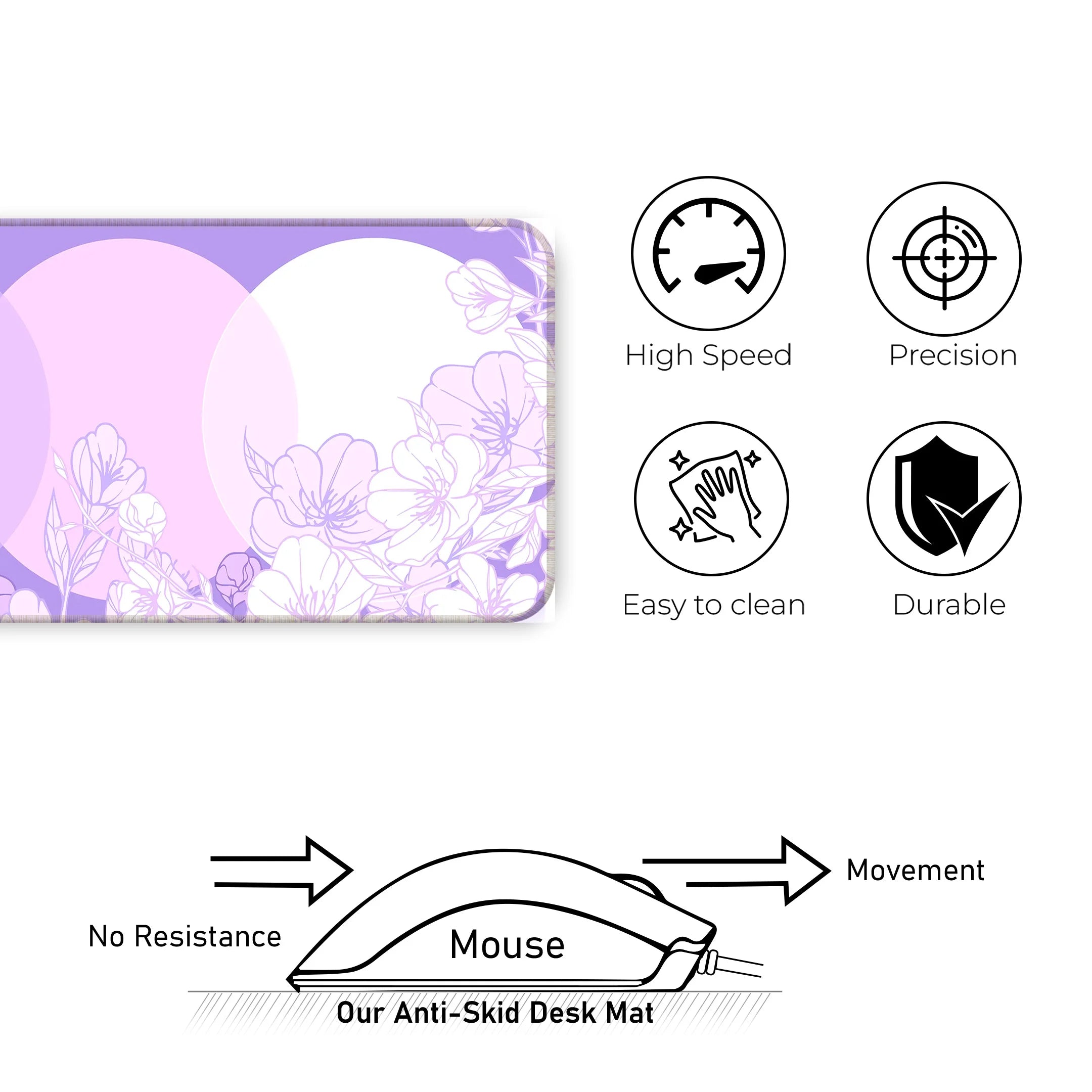 Flower Print Design Desk Mat