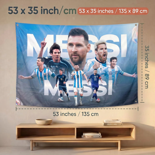 Lionel Messi Wall Tapestry | Argentina Football Legend Poster | Premium Polyester Wall Hanging