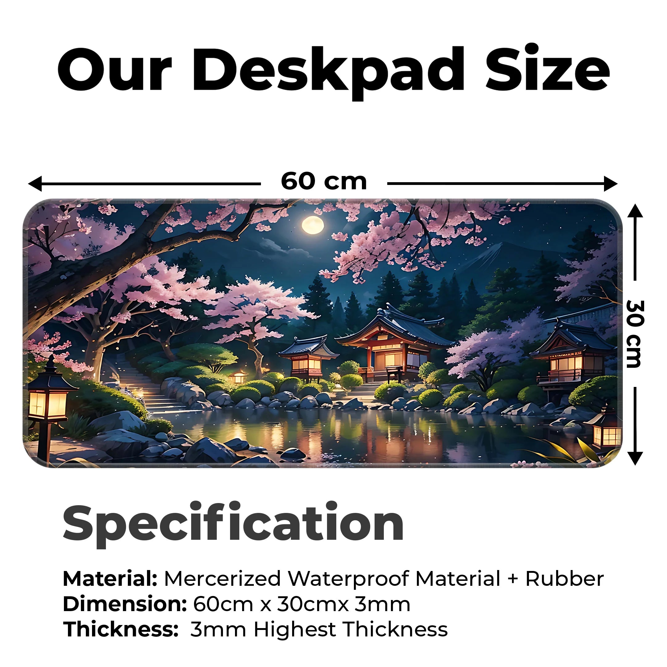 Japanese Sakura Night Scenery Deskmat