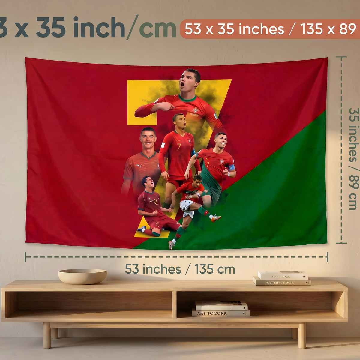 Cristiano Ronaldo Portugal Wall Tapestry | CR7 Football Legend Poster | Premium Polyester Wall Hanging