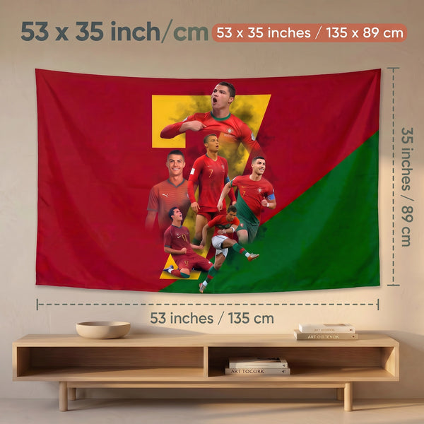 Cristiano Ronaldo Portugal Wall Tapestry | CR7 Football Legend Poster | Premium Polyester Wall Hanging