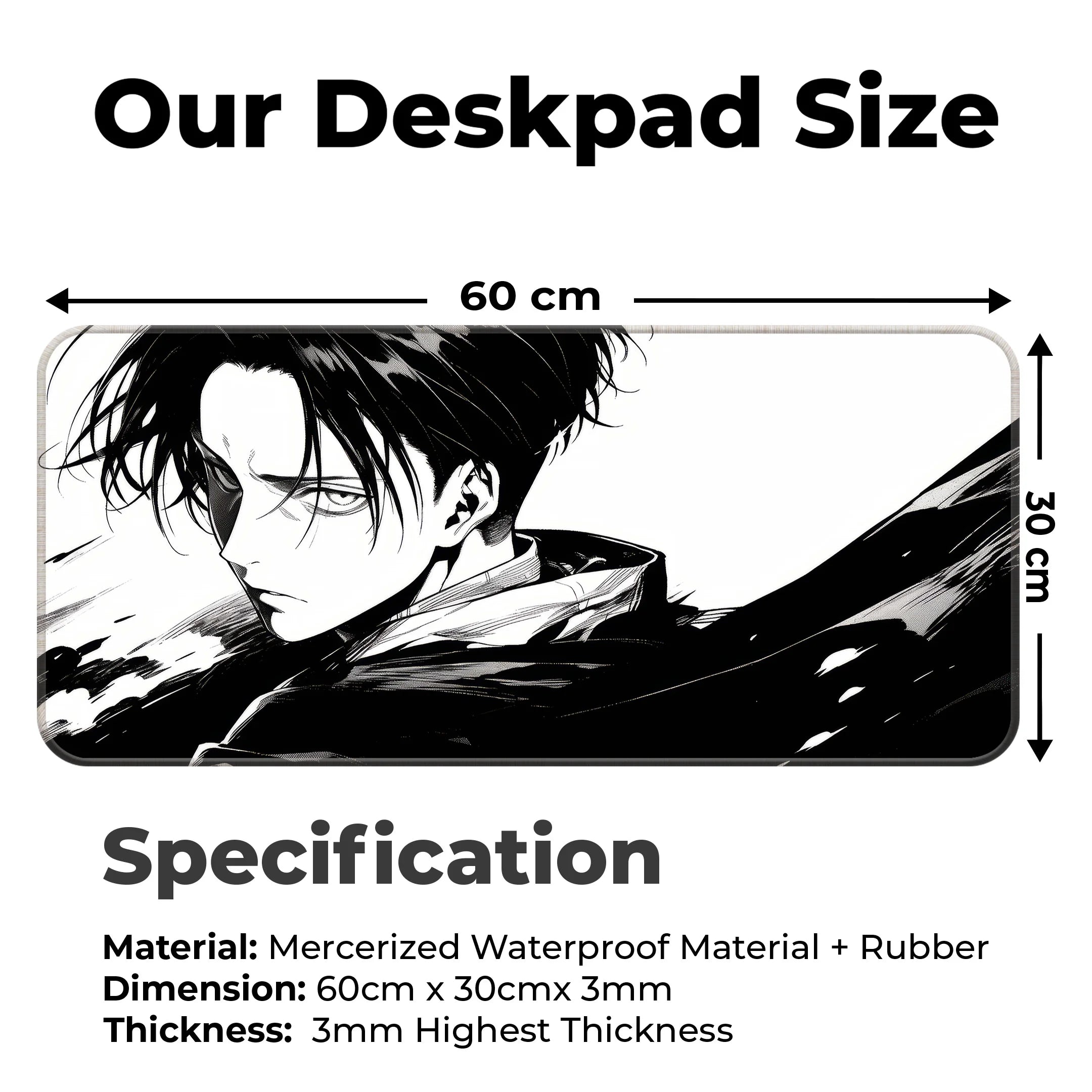 Levi Ackerman Manga Style Deskmat