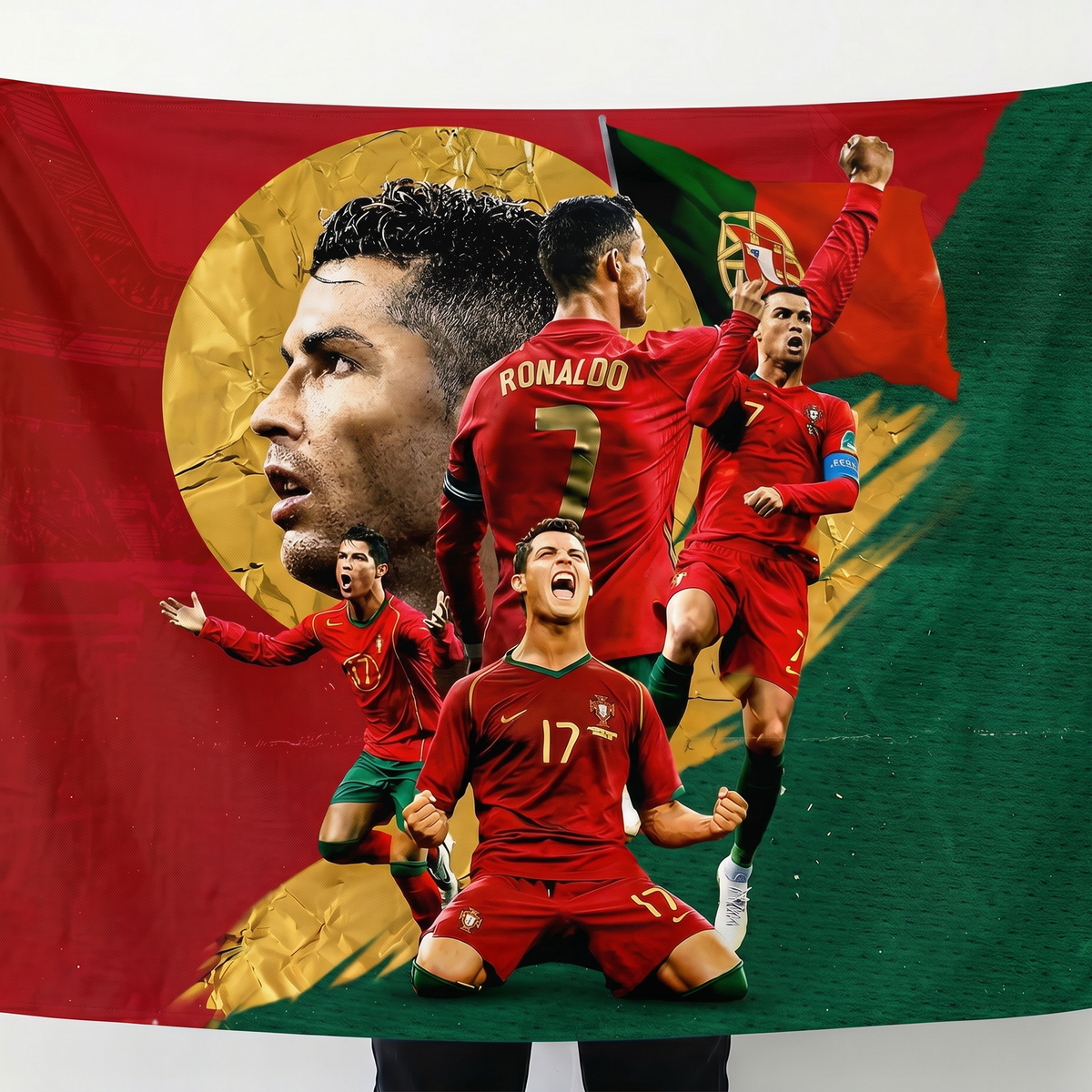 Cristiano Ronaldo Portugal Wall Tapestry | CR7 Football Legend Poster | Premium Polyester Wall Hanging