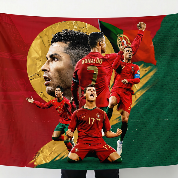 Cristiano Ronaldo Portugal Wall Tapestry | CR7 Football Legend Poster | Premium Polyester Wall Hanging