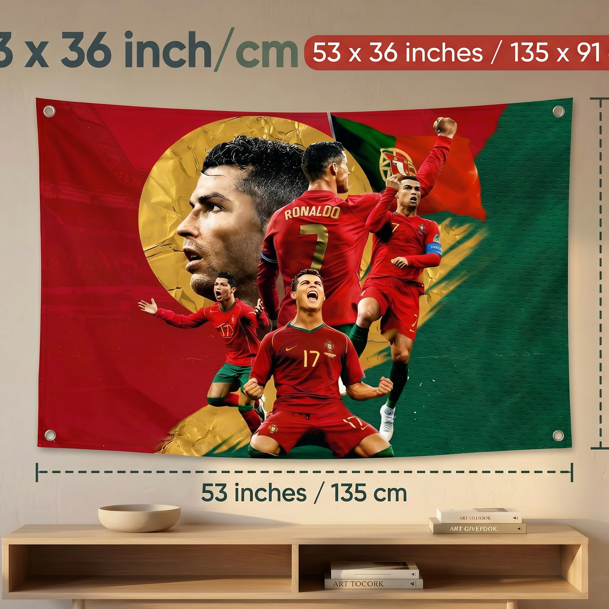 Cristiano Ronaldo Portugal Wall Tapestry | CR7 Football Legend Poster | Premium Polyester Wall Hanging