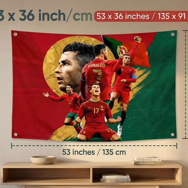 Cristiano Ronaldo Portugal Wall Tapestry | CR7 Football Legend Poster | Premium Polyester Wall Hanging