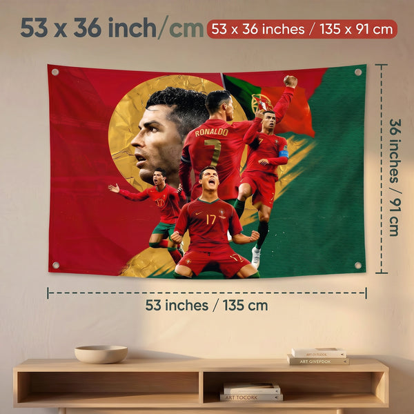 Cristiano Ronaldo Portugal Wall Tapestry | CR7 Football Legend Poster | Premium Polyester Wall Hanging