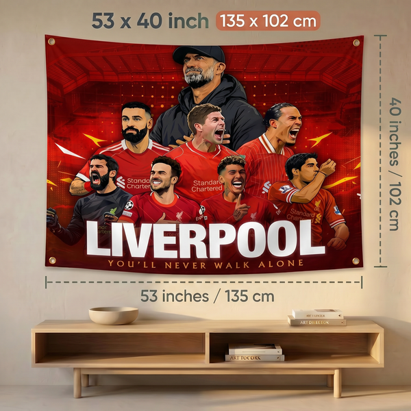 Liverpool FC Wall Tapestry | You'll Never Walk Alone Football Poster | Premium Polyester Wall Hanging