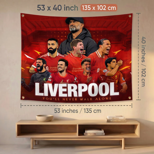 Liverpool FC Wall Tapestry | You'll Never Walk Alone Football Poster | Premium Polyester Wall Hanging