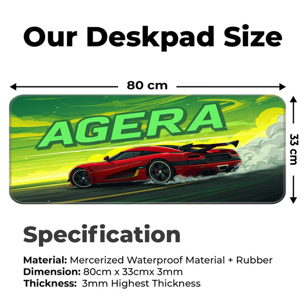 Koenigsegg Agera Red Supercar Drift Deskmat