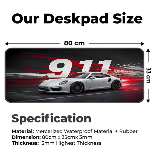 Porsche 911 Carrera White Racing Deskmat