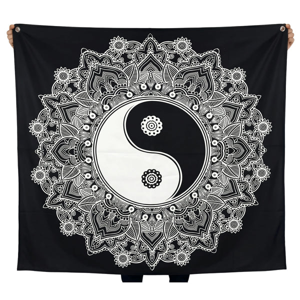 Yin Yang Mandala Wall Tapestry | Boho Spiritual Meditation Wall Hanging | Premium Polyester Tapestry