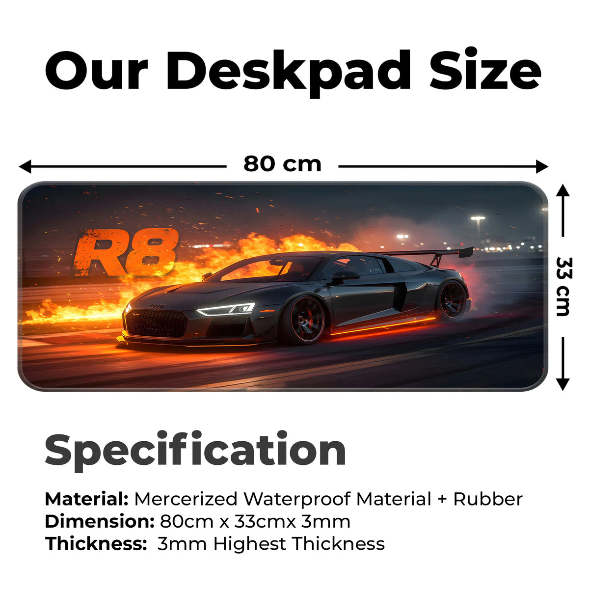 Audi R8 Flames Night Racing Deskmat
